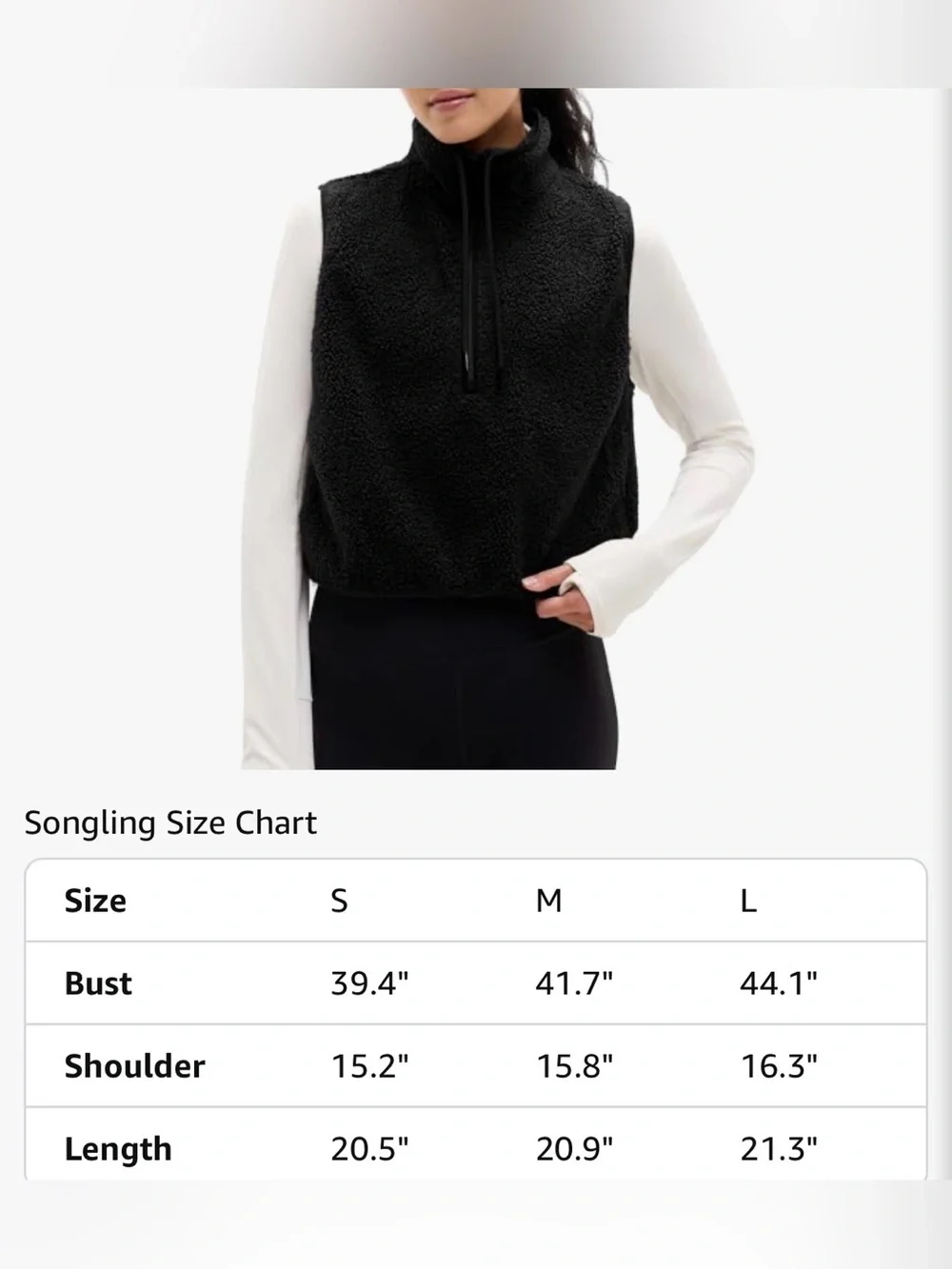 Women’s Black Cropped Fuzzy Fleece Vest Half Zip with Pockets